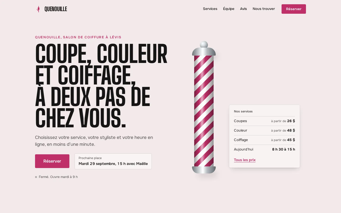 Style Barbier : capture du site d’exemple